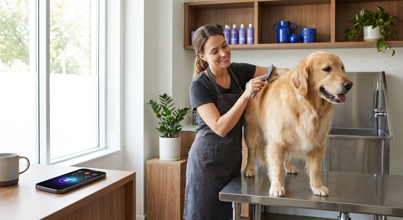 Agent vocal IA pour toiletteur canin : ne ratez plus une réservation entre deux brushings